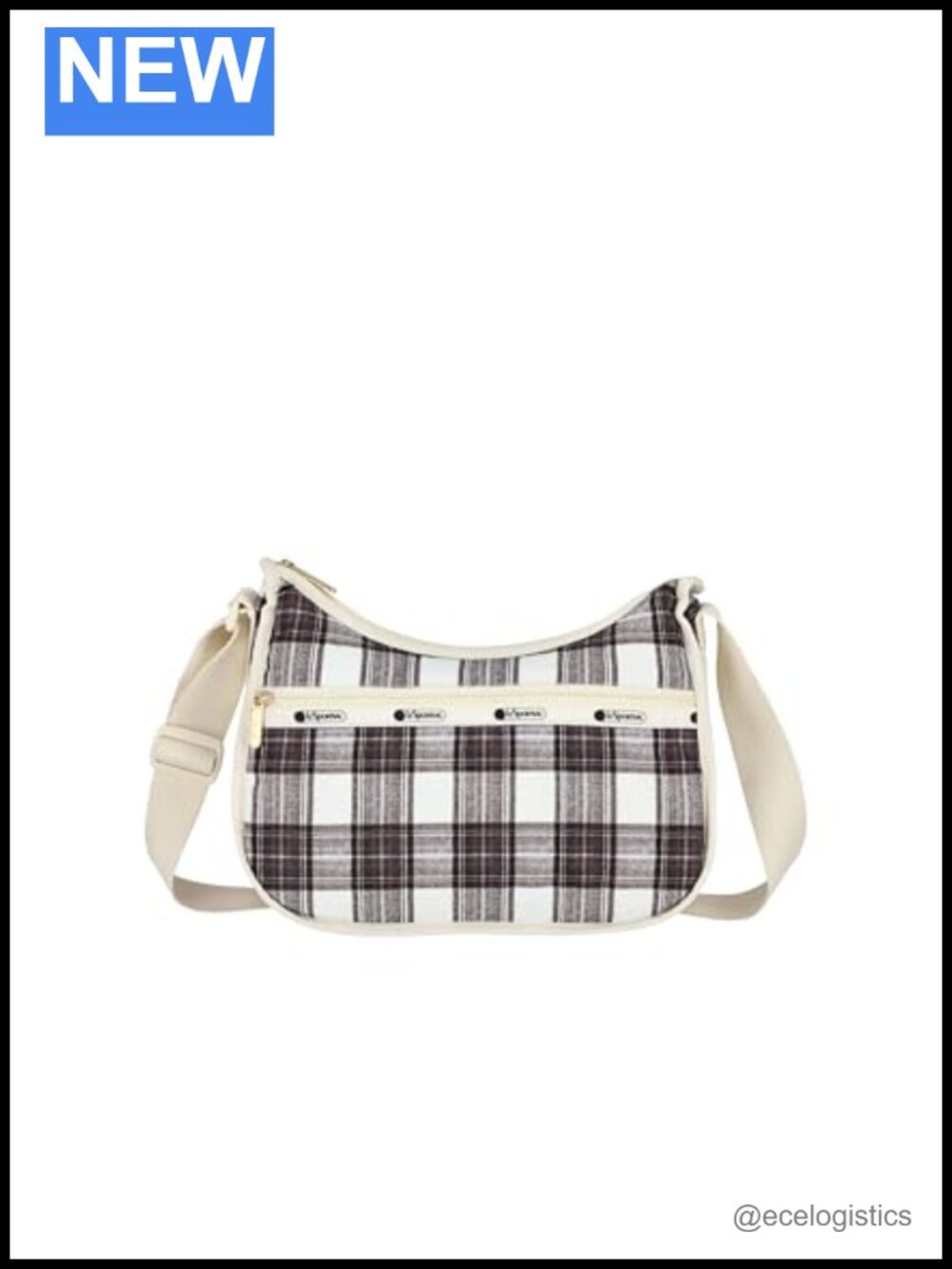 LeSportsac Hobo Bag Classic Tartan with Cosmetic Pouch Recycled Nylon Crossbody